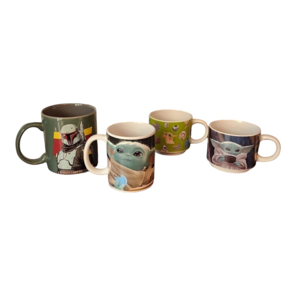 Lot of 4 Star Wars Grogu Baby Yoda Mandolorian Collectors Coffee Tea Mugs - Picture 1 of 12
